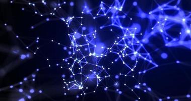 Futuristic abstract blue glowing plexus dots with radiant magical energy lines on a black background. Abstract background photo