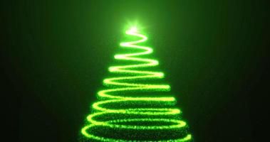 Christmas green New Year tree festive from bright glowing shiny beautiful particles and lines. Abstract background photo