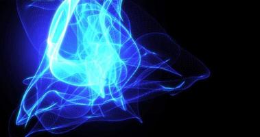 Abstract background with blue beautiful smoke from waves and lines energy hi-tech magical laser neon with glow effect photo