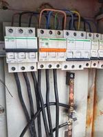 Jakarta, Indonesia on July 2022. Electrical Panel Box, which contains a Voltage switchboard with circuit breakers. photo