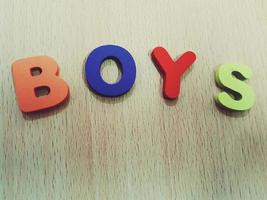 The arrangement of colorful letters that read BOYS photo