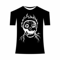 T-shirt template, front, side, back view mockup. Vector eps 10 illustrationThere is a skull head design in it