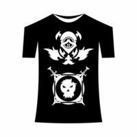 T-shirt template, front, side, back view mockup. Vector eps 10 illustrationThere is a skull head design in it