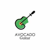 combinación de dos objetos de guitarra y aguacate, símbolo, logotipo, vector