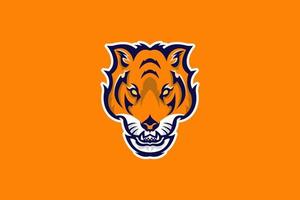 Tiger Head with Angry Face. Perfect for Mascot, Business, Branding, Esport Logo. Flat Style Illustration