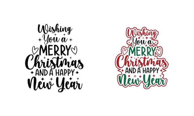 Merry Christmas And Happy New Year Text Vector Art, Icons, and Graphics