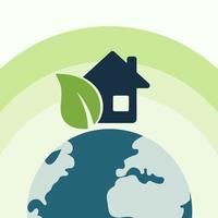 icon, sticker, button on the theme of saving and renewable energy with earth, planet, house vector