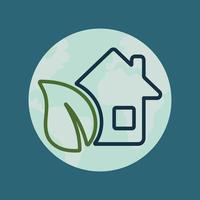 icon, sticker, button on the theme of saving and renewable energy with earth, planet, house in one line style vector