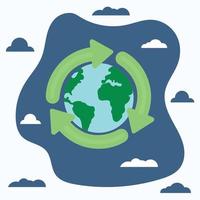 icon, sticker, button on the theme of saving and renewable energy with earth, planet and icon renewable vector