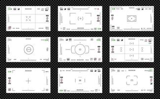 Camera viewfinder video or photo frame recorder flat style design vector illustration set.