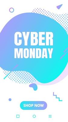 Modern liquid abstract special offer price sign CYBER MONDAY text gradient flat style design fluid vector colorful vector illustration banner simple shape advertising big sale or clearance symbol.