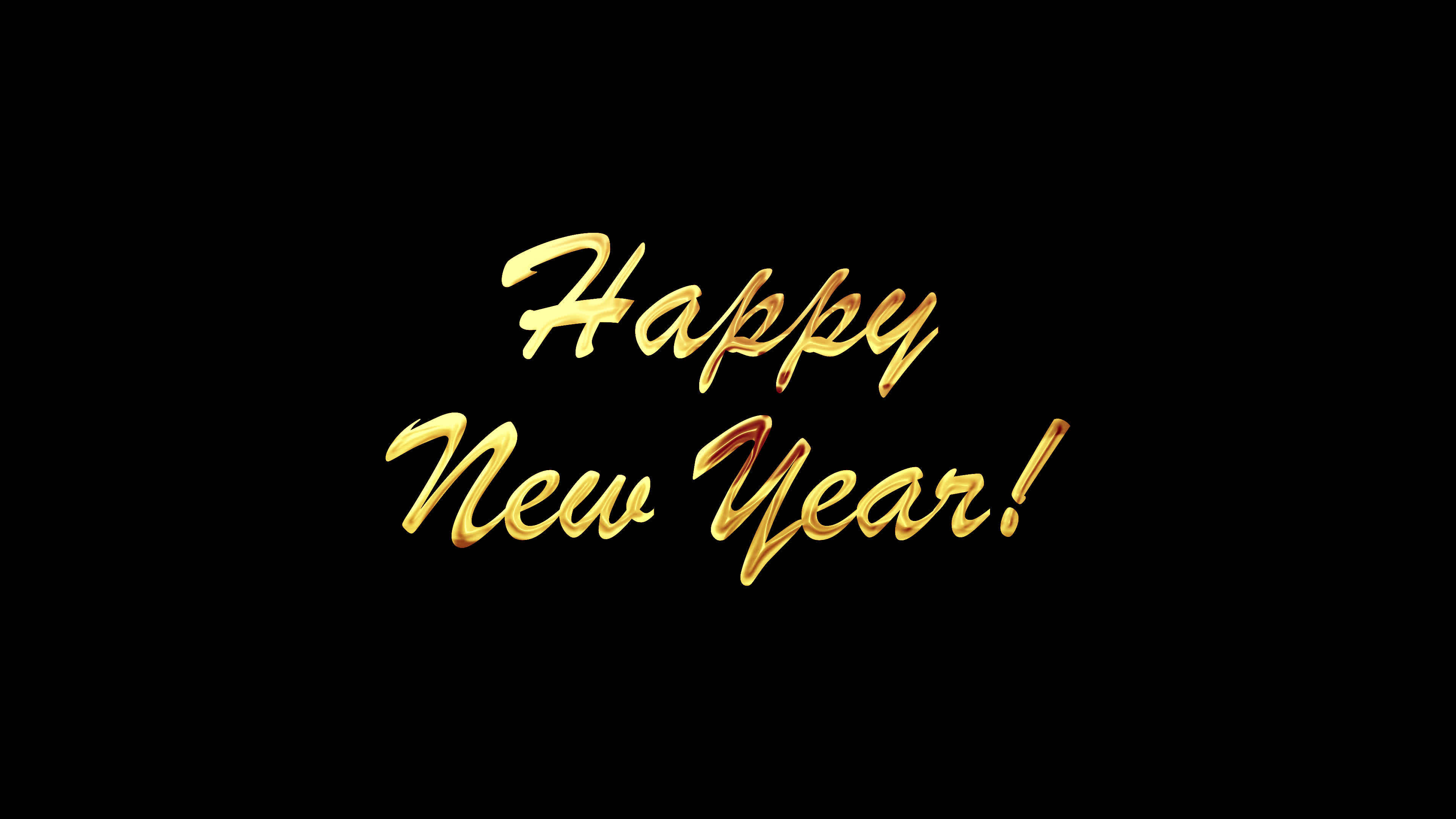 Golden Happy New Year Animation Text on a Green Screen and Black