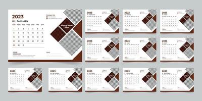 Modern 2023 new year desk calendar design template Vector, Creative high-quality print-ready calendar design template vector