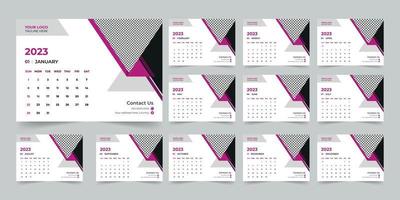 Modern 2023 new year desk calendar design template Vector, Creative high-quality print-ready calendar design template vector