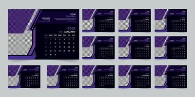 vector de plantilla de diseño de calendario de escritorio de año nuevo moderno 2023, plantilla de diseño de calendario creativo de alta calidad listo para imprimir