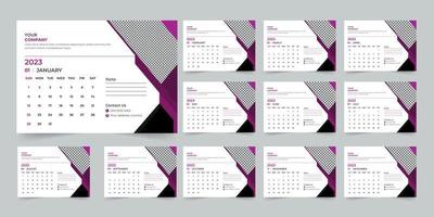 Modern 2023 new year desk calendar design template Vector, Creative high-quality print-ready calendar design template vector