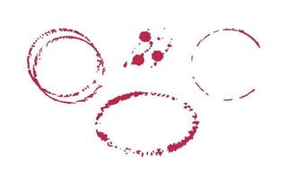 Wine set stains round prints with drops, Viva Magenta trend color 2023. vector