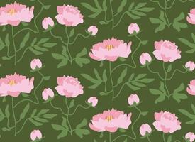 Seamless pattern with peonies. Beautiful nature texture in flat style. vector