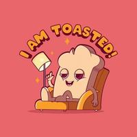 personaje de pan tostado sentado en una ilustración de vector de sofá. comida, divertido, alto concepto de diseño.