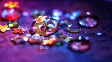 Macro Shot Of Water Drop On Glitter In Karachi Pakistan 2022 photo