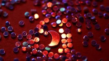 Macro Shot Of Glitter In Colorful Lights In Karachi Pakistan 2022 photo