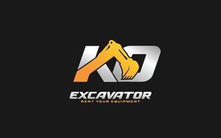 KO logo excavator for construction company. Heavy equipment template vector illustration for your brand.