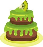 Tasty cake with fresh slice of kiwi vector