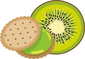 Sandwich biscuit with kiwi cream vector