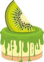 Delicious cake with fresh slice of kiwi vector