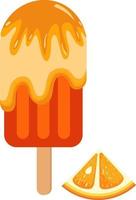 Delicious ice cream on a stick with orange vector