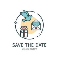 Wedding Day Thin Line Icon Save The Data Concept. Vector