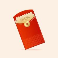 Realistic Detailed 3d Chinese Red Packet or Envelope. Vector