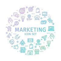 Marketing Round Design Template Thin Line Icon Concept. Vector