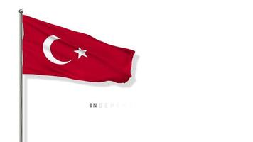 drapeau turkiye agitant dans le vent rendu 3d, joyeuse fête de l'indépendance, fête nationale, écran vert chroma key, sélection luma matte du drapeau video