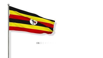 bandeira de uganda balançando ao vento renderização em 3d, feliz dia da independência, dia nacional, tela verde chroma key, seleção luma matte da bandeira video