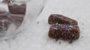 Jelly Candies With Sugar Coating In Glass Bowl photo