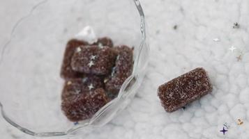 Jelly Candies With Sugar Coating In Glass Bowl photo