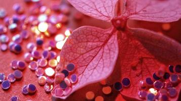 Macro Shot Of Glitter on A Flower In Karachi, Pakistan 2022 photo