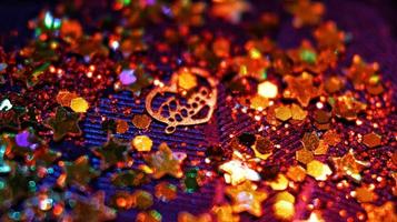 Macro Shot Of Glitter In Colorful Lights In Karachi Pakistan 2022 photo