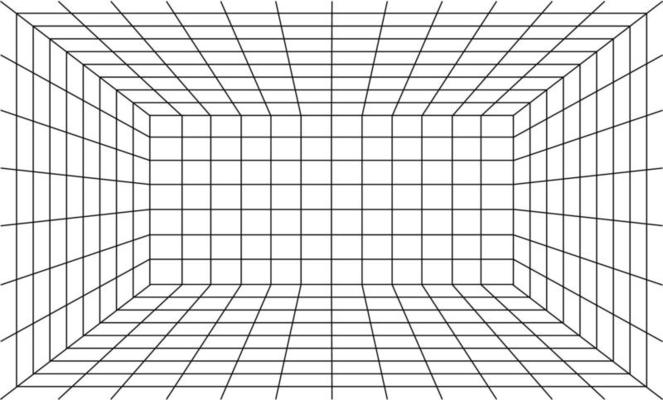 Perspective Grid Black Thin Line. Vector