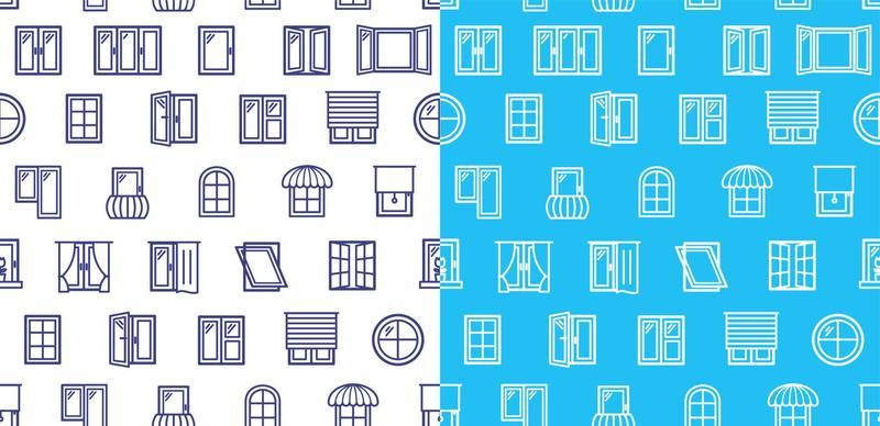 Windows Signs Seamless Pattern Background Set. Vector