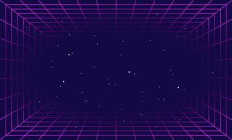 Retro Futuristic Grid Hi-Tech Neon Background. Vector