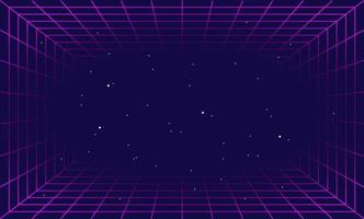 Retro Futuristic Grid Hi-Tech Neon Background. Vector