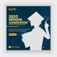 Square flyer poster and School admission social media post. vector