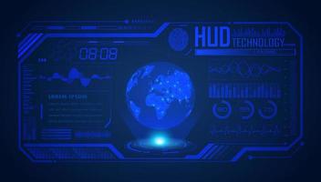Modern HUD Technology Screen Background with blue globe vector