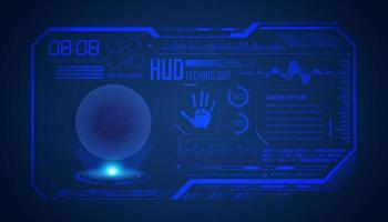 Modern HUD Technology Screen Background with blue globe vector