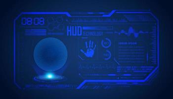 Modern HUD Technology Screen Background with blue globe vector