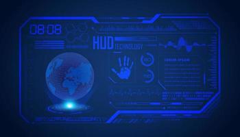 Modern HUD Technology Screen Background with blue globe vector