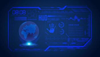 Modern HUD Technology Screen Background with blue globe vector