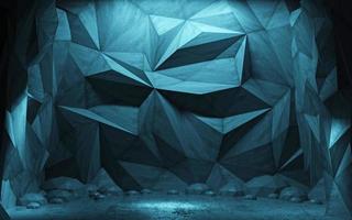Ice cave tunnel polygonal blue background glacier photo